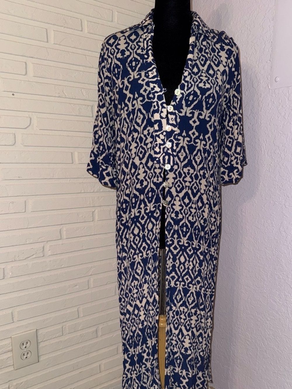 Women’s Navy and Cream Patterned Jumpsuit